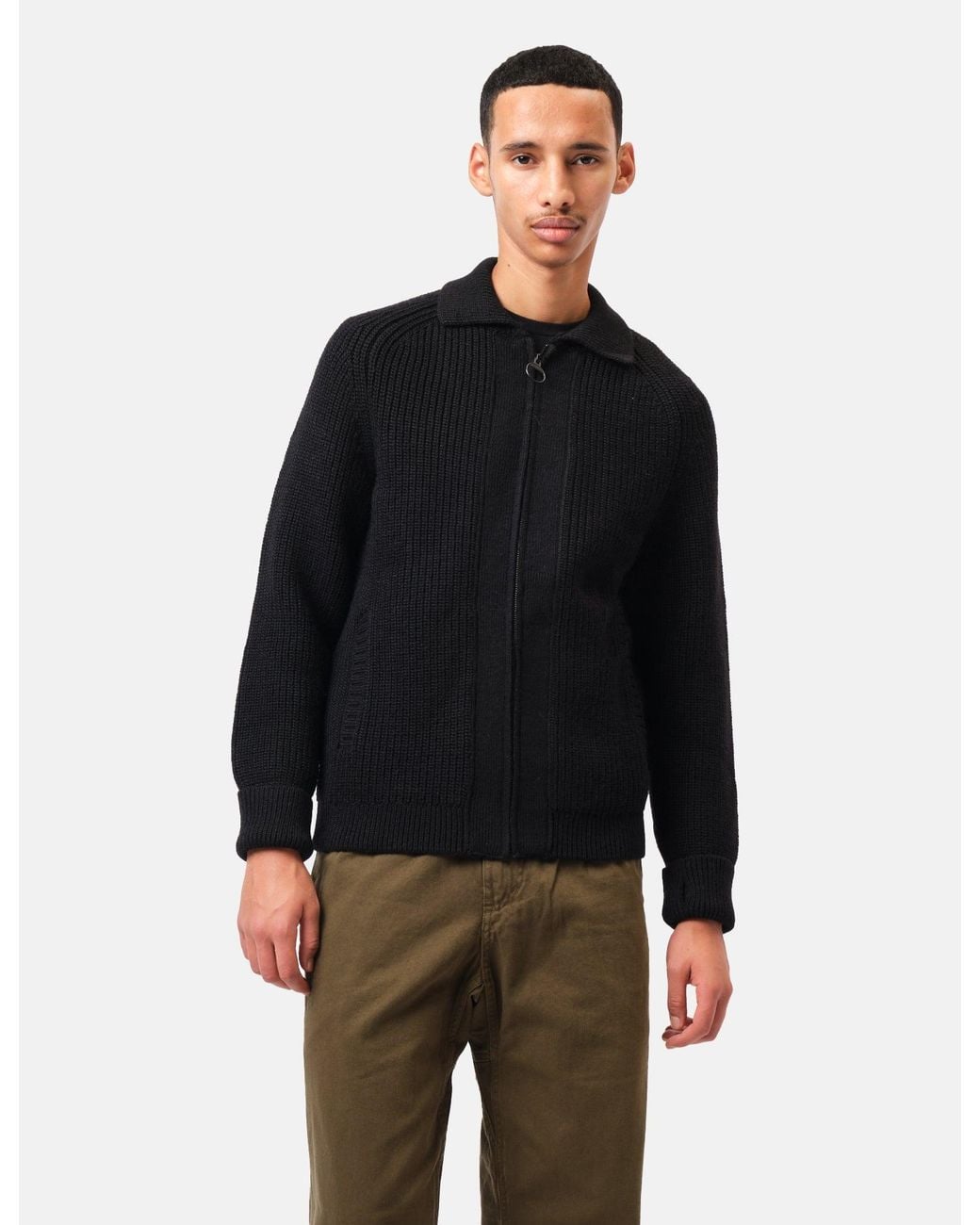 Barbour Black Garthman Knitted Zip Through Sweater for men