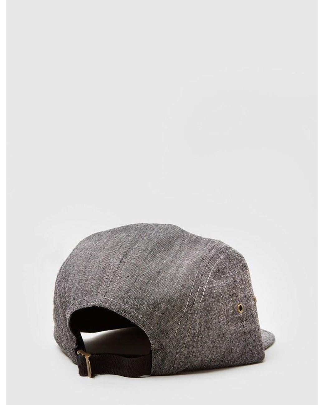 Huf Gray Crosshatch Chambray Script Volley Cap for men