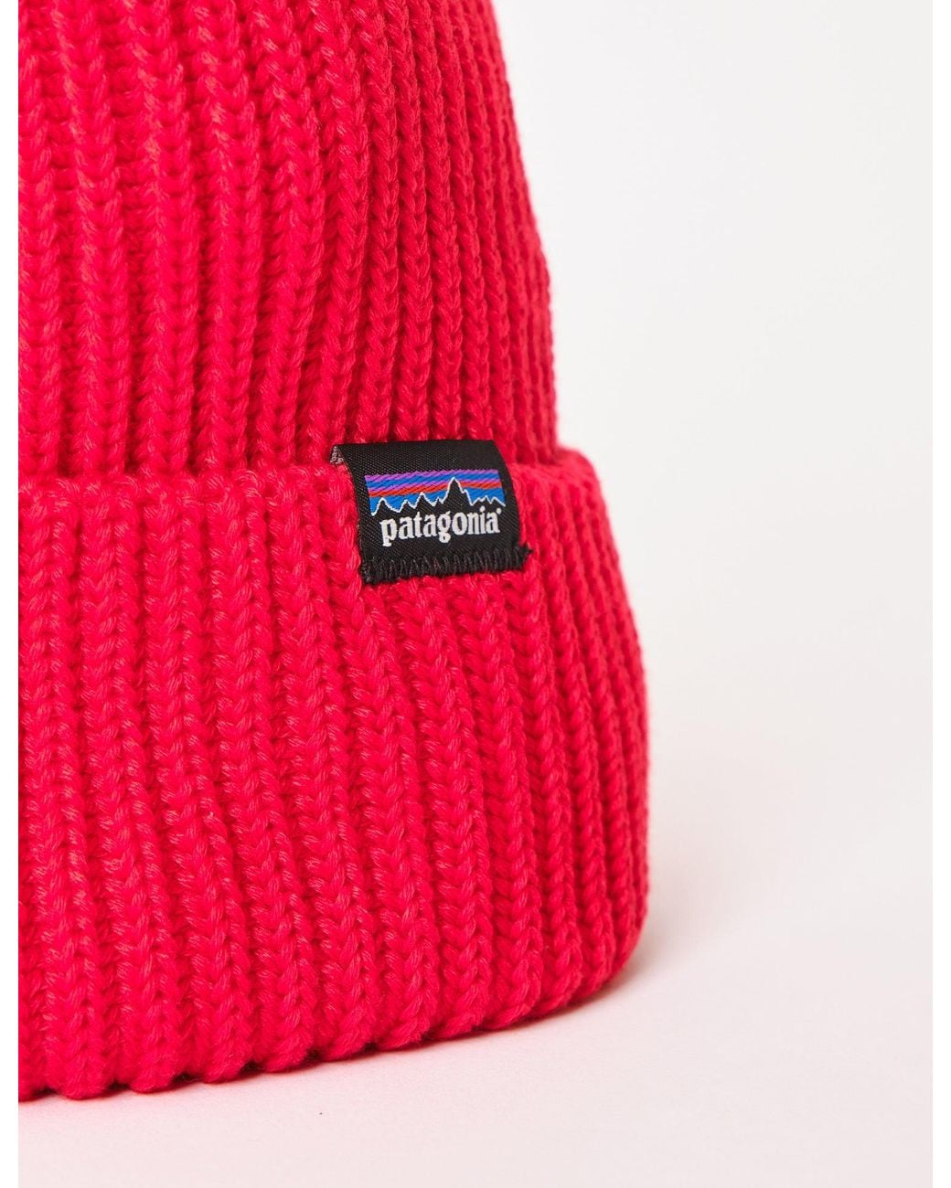 Patagonia Red Fishermans Rolled Beanie Hat for men
