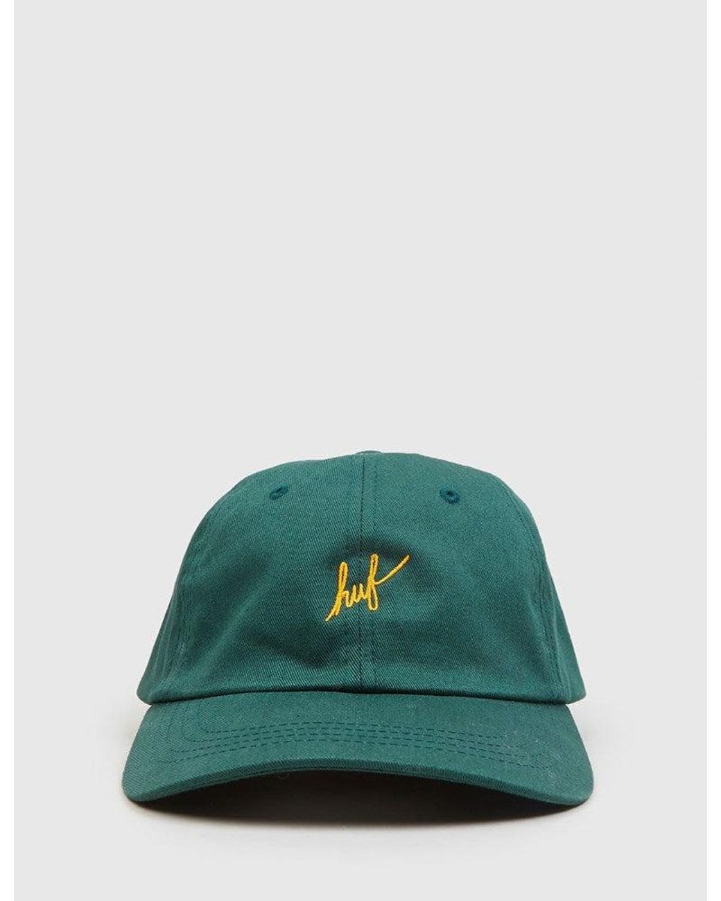 Huf Green Script Curved Peak Cap for men