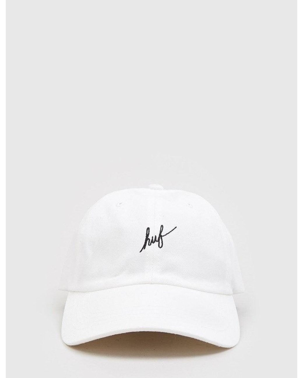 Huf White Script Curved Peak Cap for men
