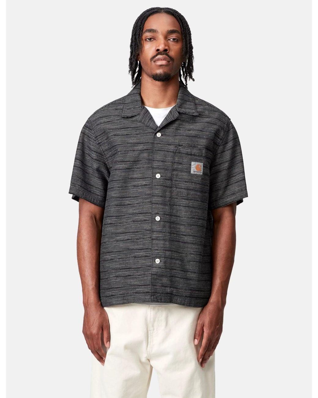 Carhartt Gray Wip Short Sleeve Gellar Stripe Shirt for men