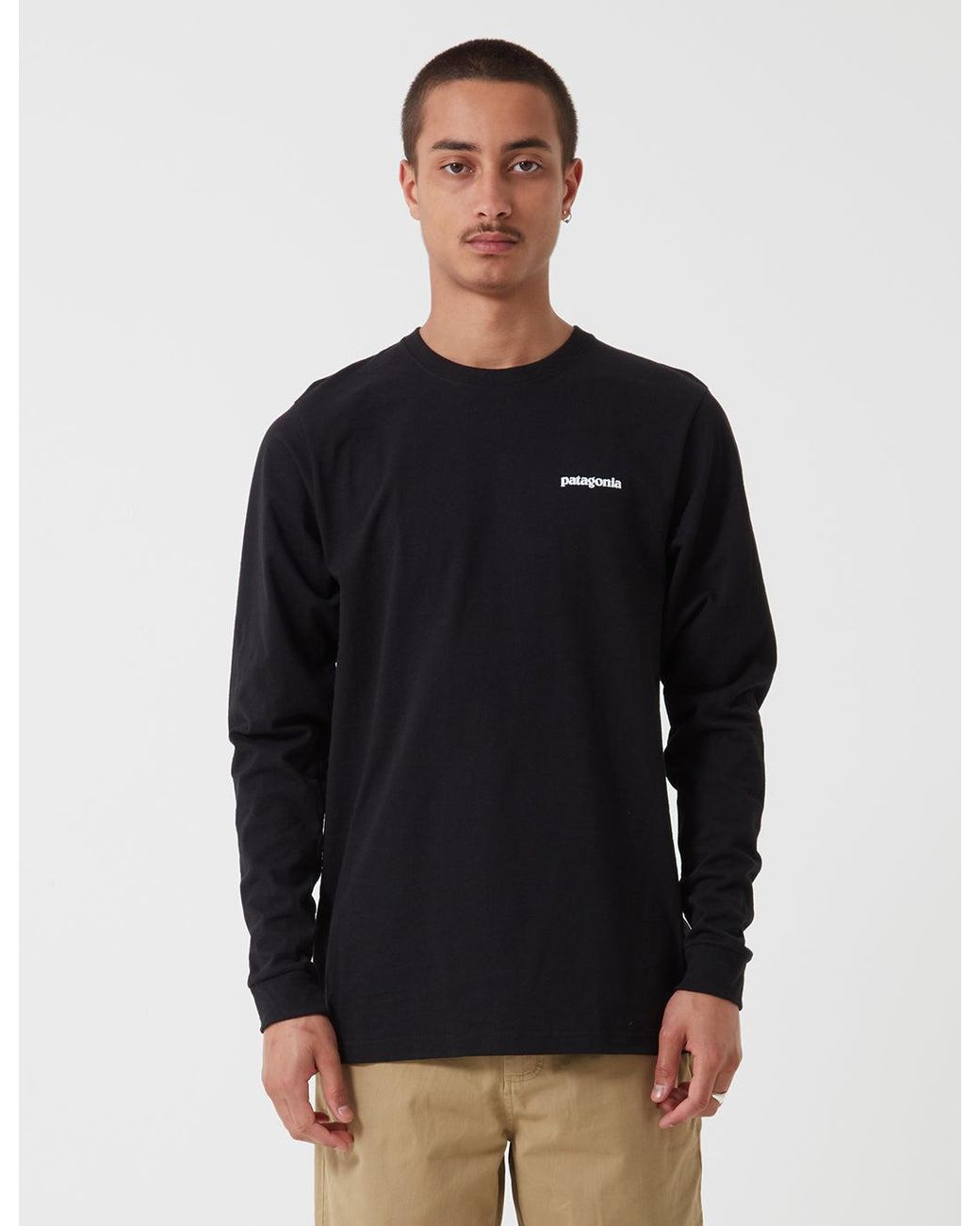 Patagonia Ms L S P 6 Logo Responsibili Tee Black for men