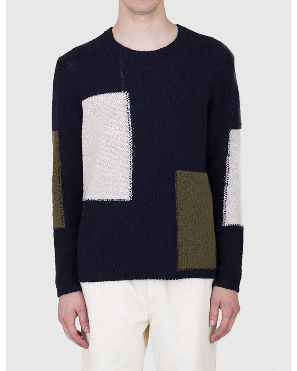 Folk Blue Interference Knit Sweatshirt for men