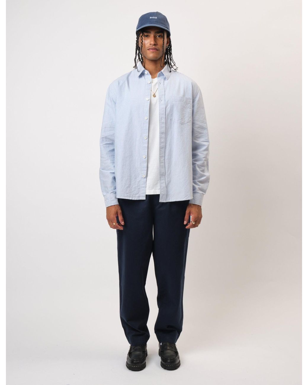 BHODE Blue Box Oxford Shirt for men