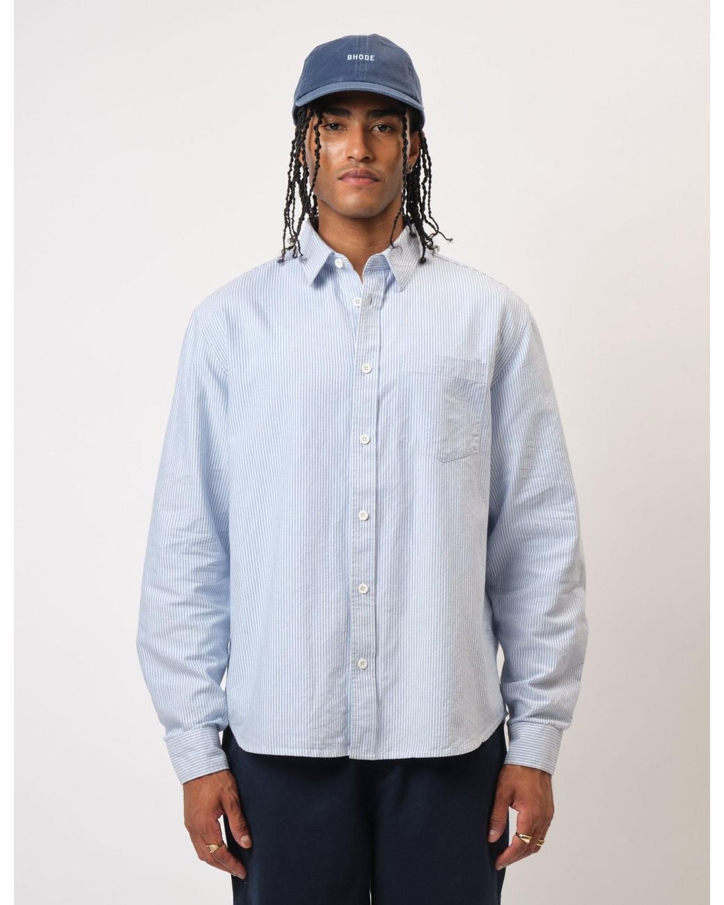BHODE Blue Box Oxford Shirt for men