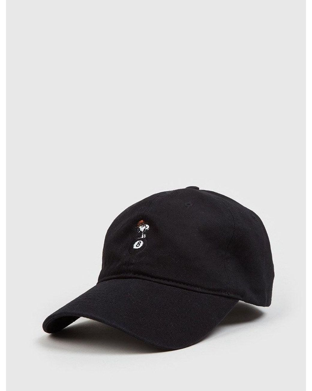 Huf Black X Peanuts Spike 8 Ball Curved Peak Cap for men