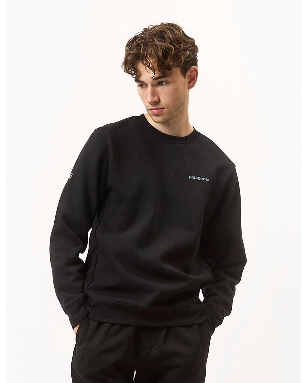 Patagonia Black Fitz Roy Icon Uprisal Crew Sweatshirt for men