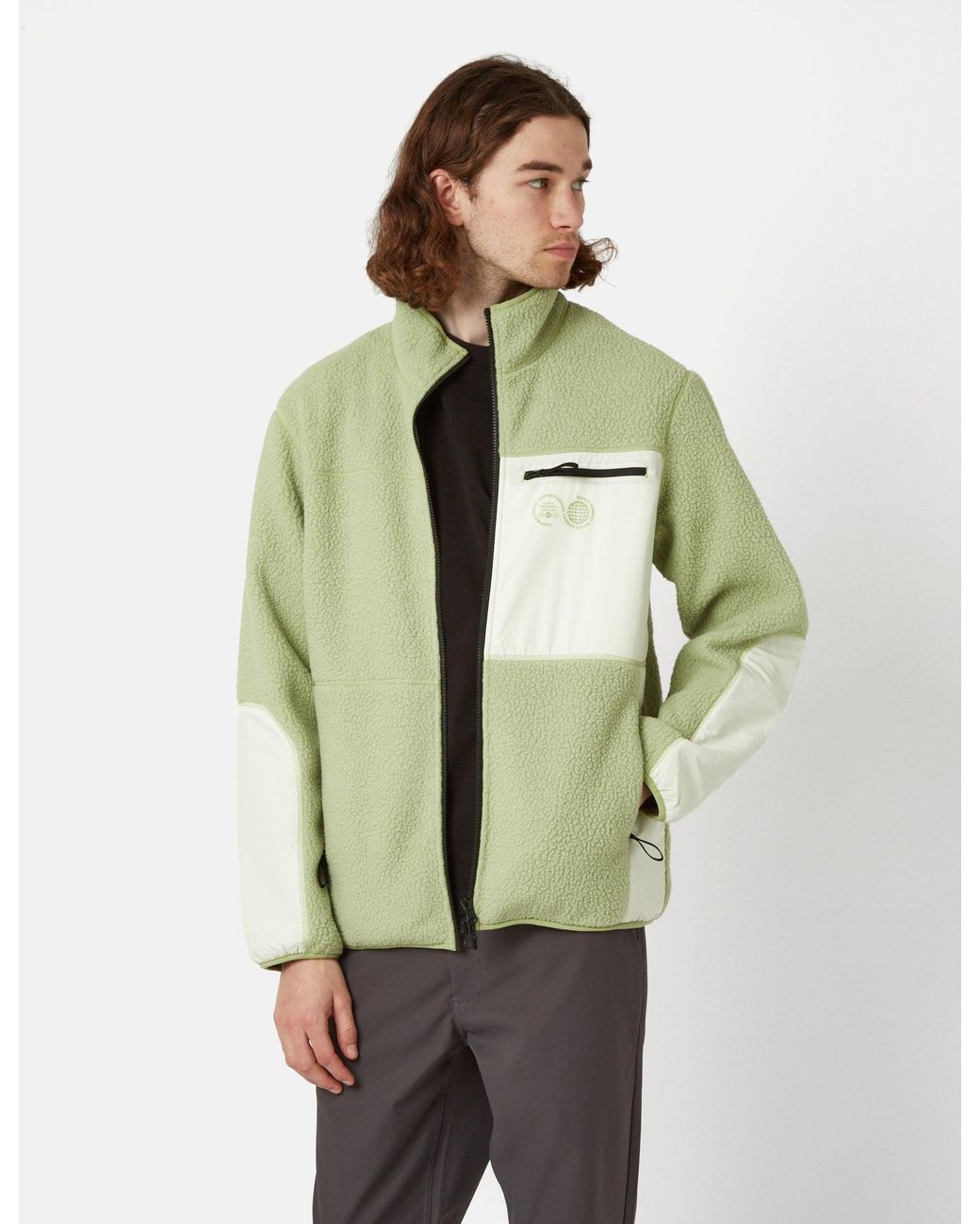 Purple Mountain Observatory Green Borg Fleece Jacket for men