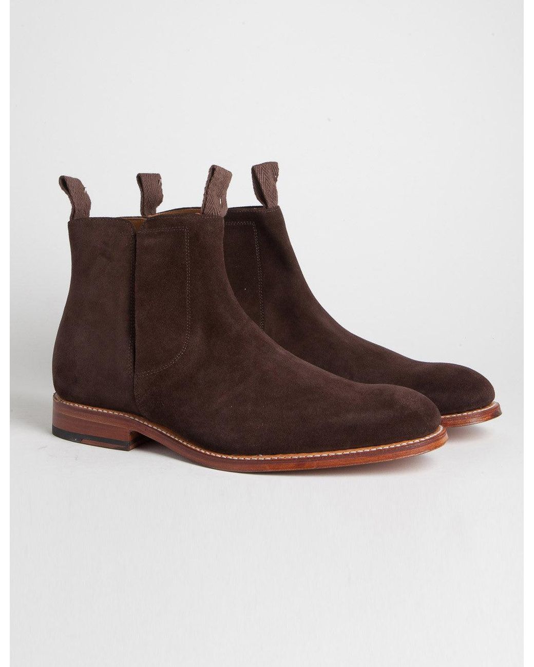 GRENSON Brown Flynn Suede Chelsea Boot for men