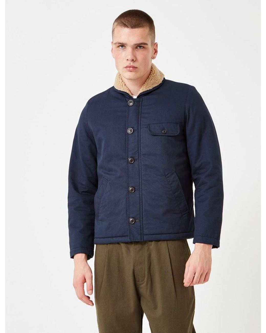 Universal Works Blue N1 Sherpa Jacket for men
