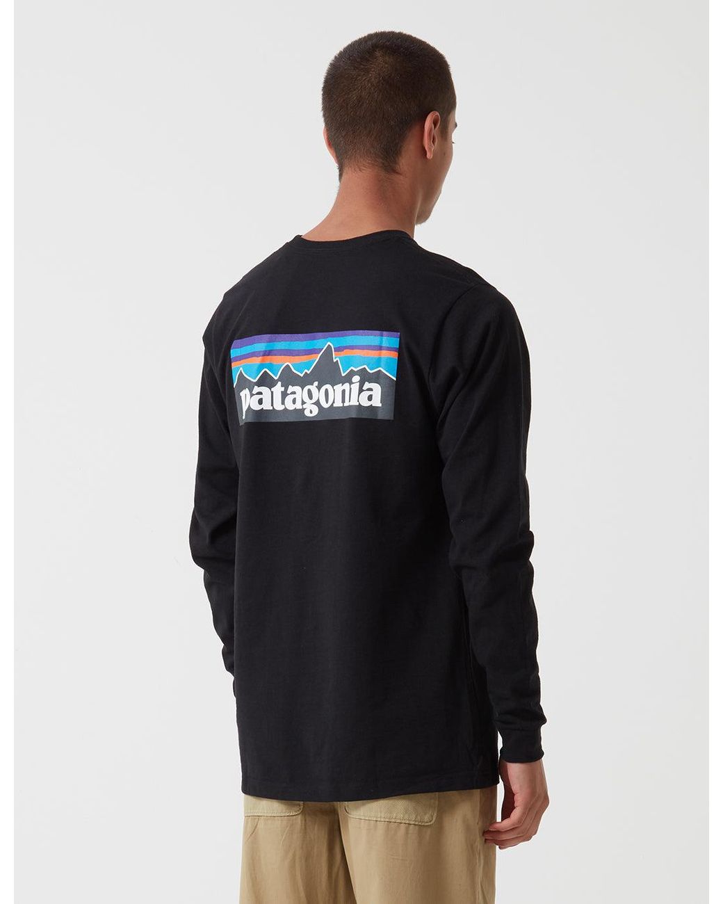 Patagonia Ms L S P 6 Logo Responsibili Tee Black for men