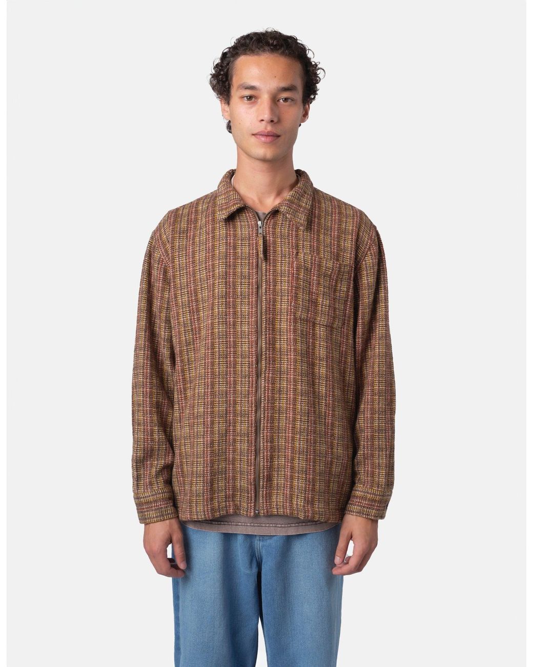 BHODE Brown Zip Shirt (Slubby) for men