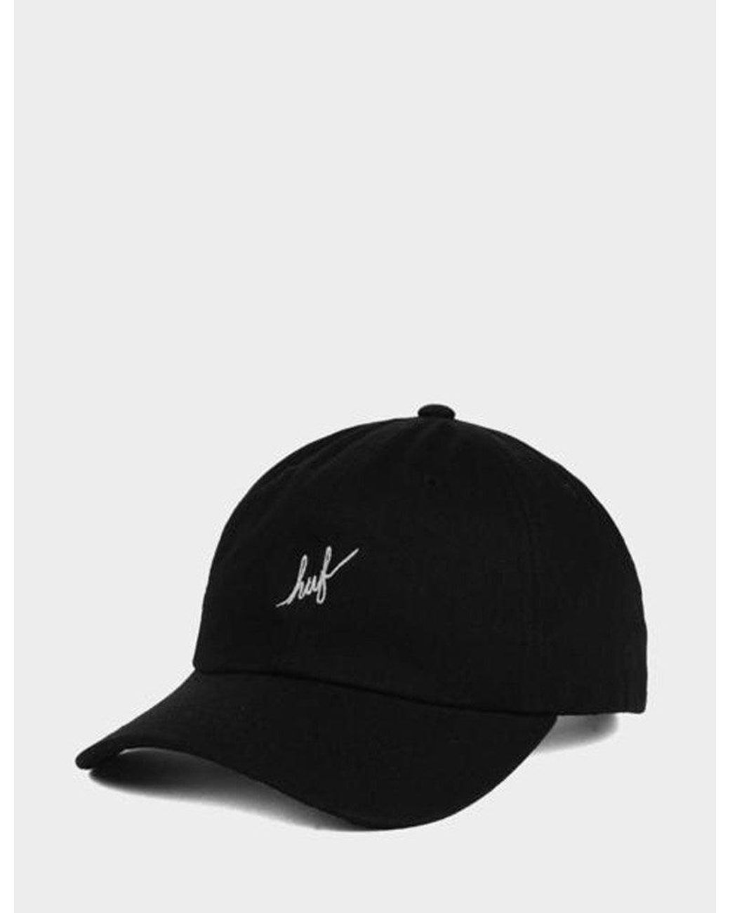 Huf Black Script Curved Peak Cap for men