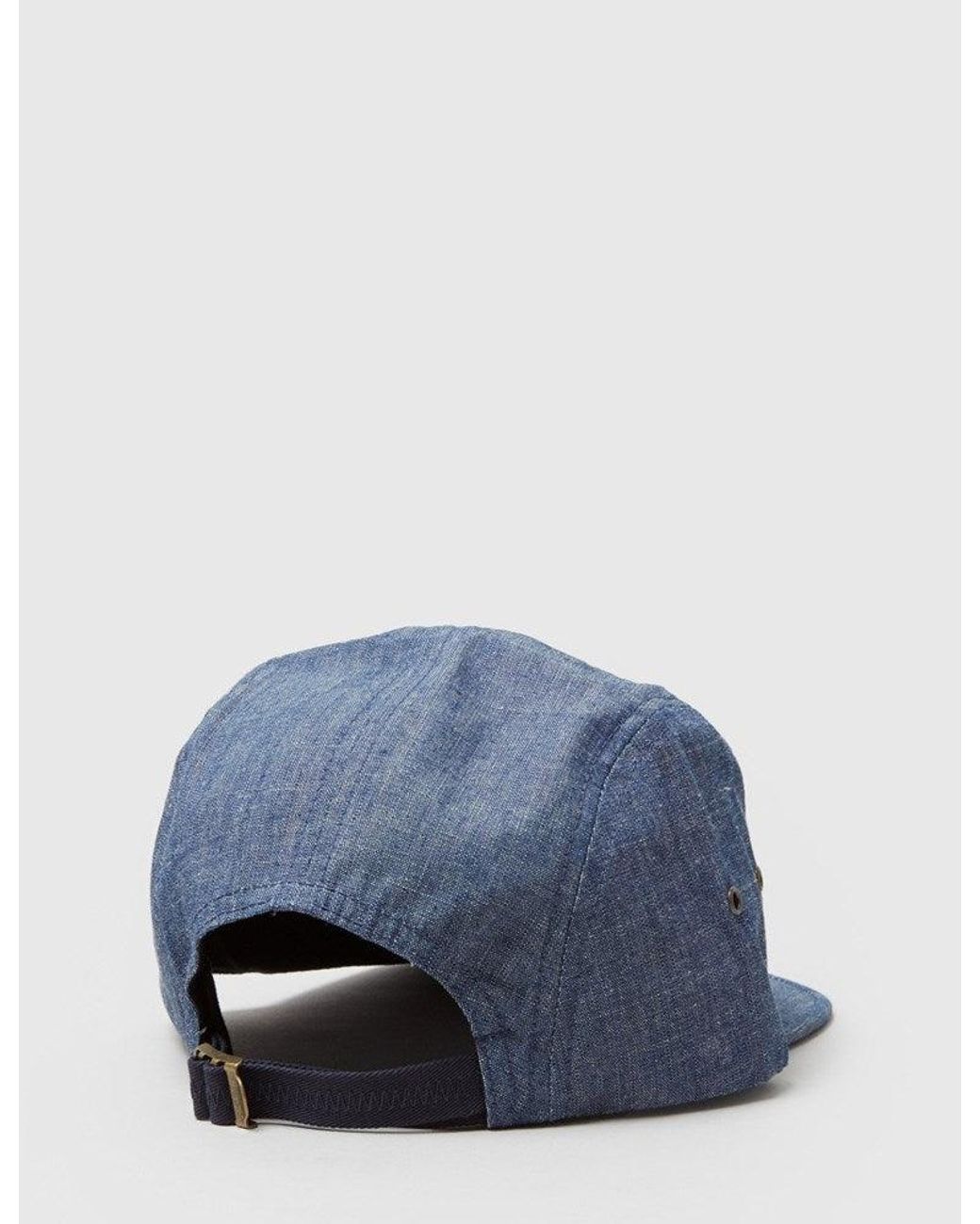 Huf Blue Crosshatch Chambray Script Volley Cap for men