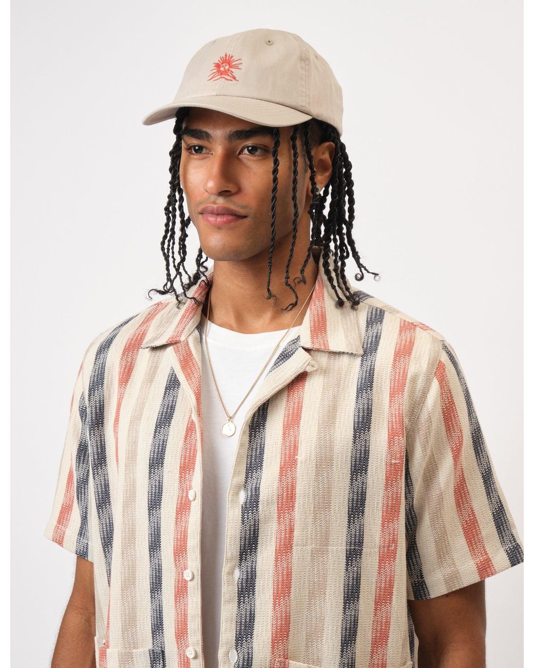 BHODE Blue Cuban Stripe Short Sleeve Shirt for men
