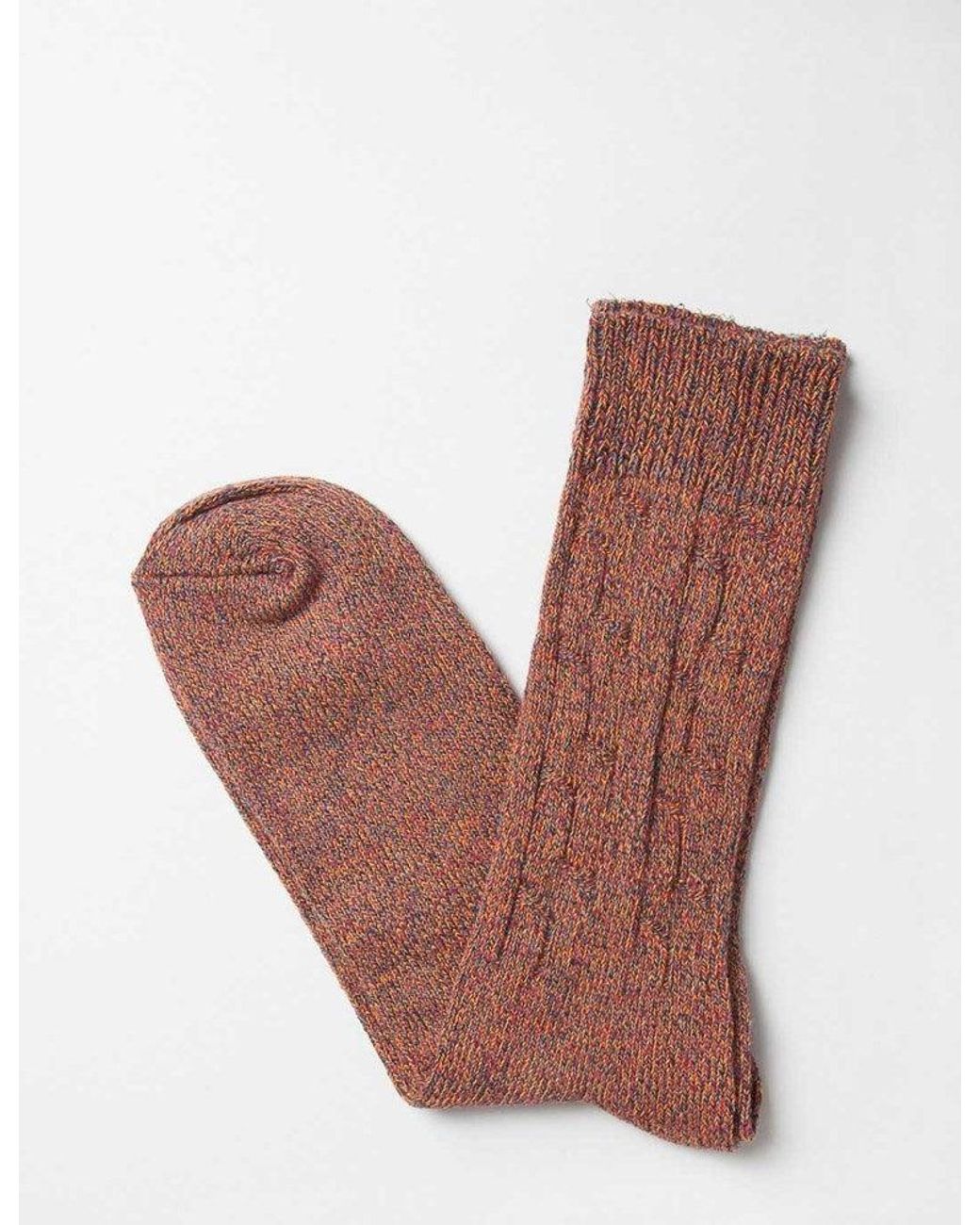 Democratique Socks Brown Relax Cable Knit Socks for men