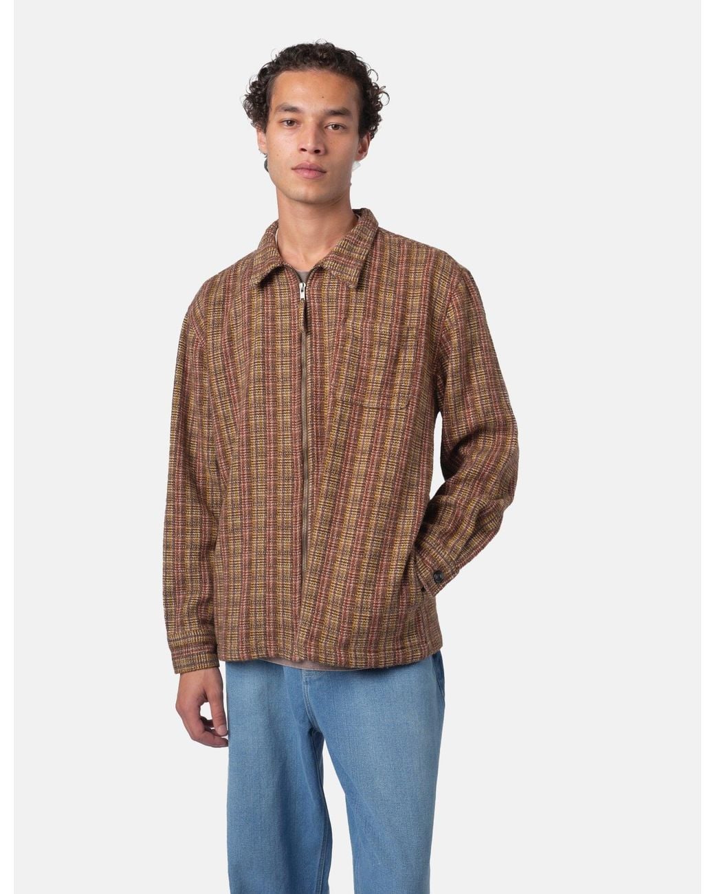BHODE Brown Zip Shirt (Slubby) for men