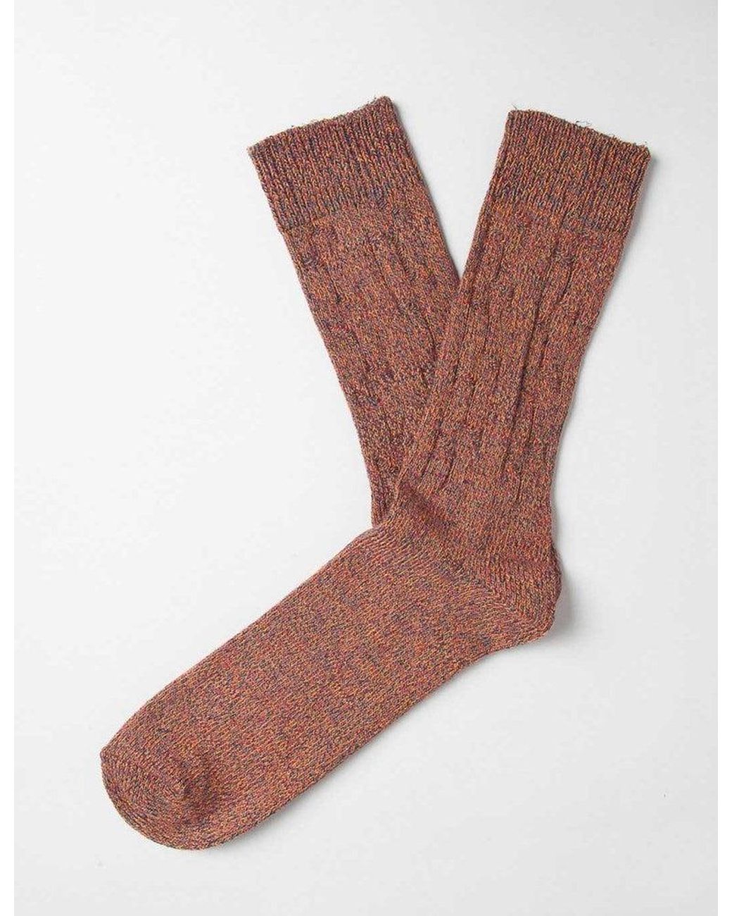 Democratique Socks Brown Relax Cable Knit Socks for men