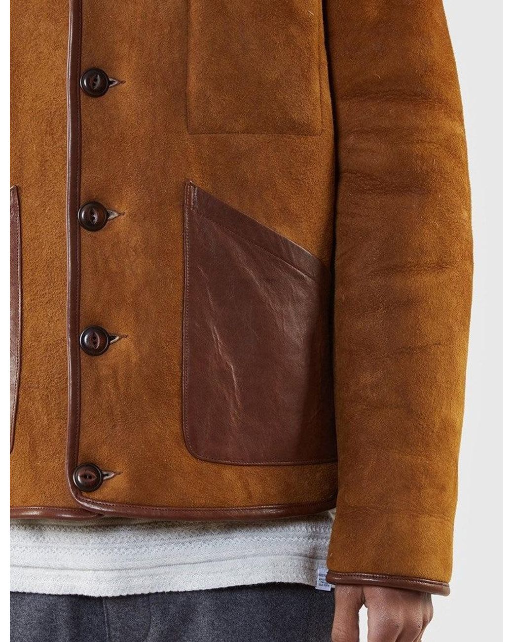 YMC Brown Brainticket Sheepskin Coat for men
