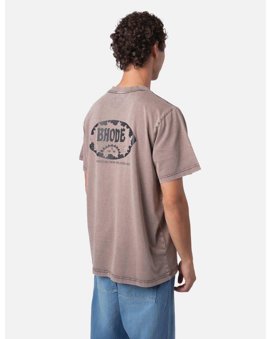 BHODE Gray Tamil Eye Pigment Dyed T-Shirt for men
