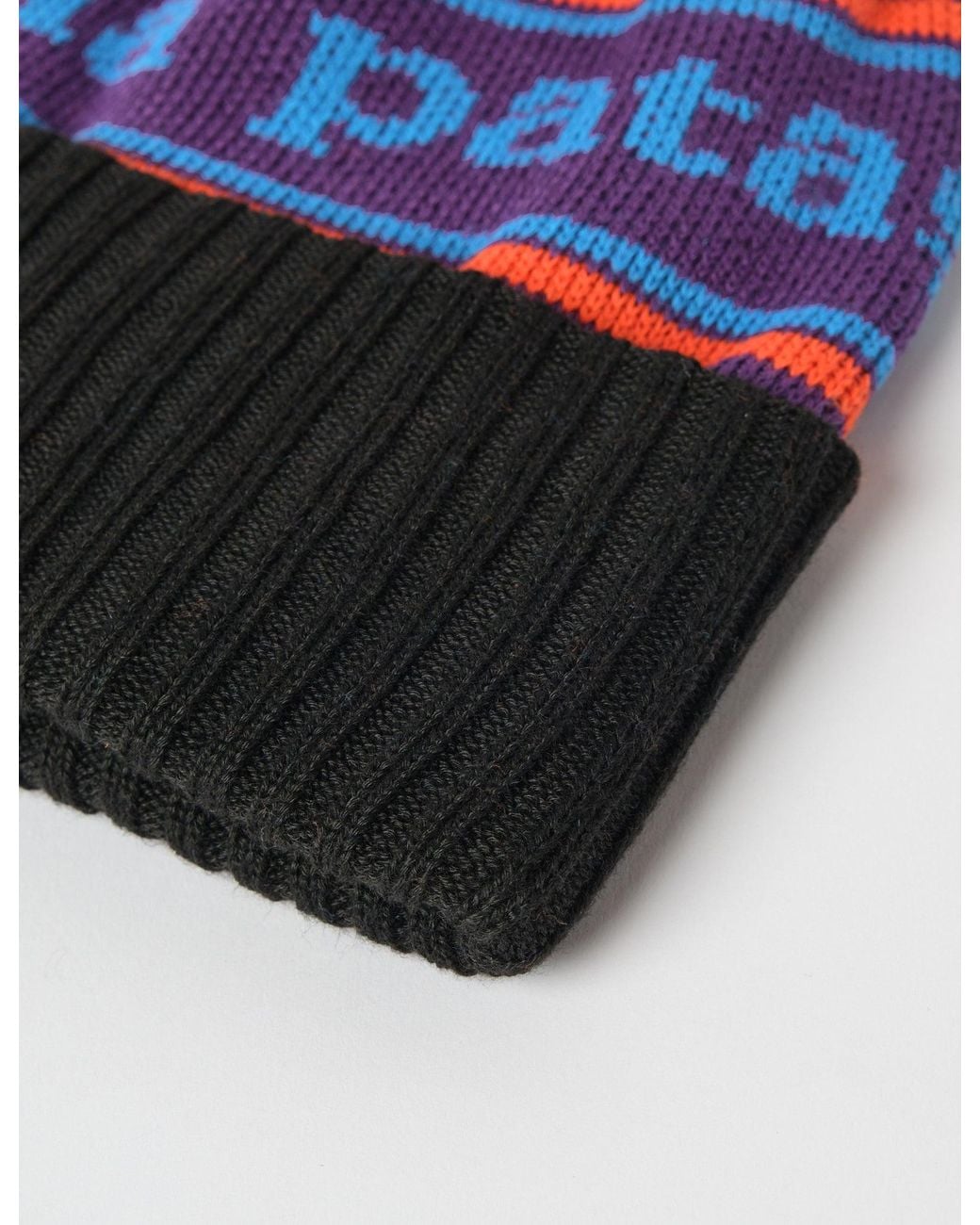 Patagonia Pink Powder Town Park Stripe Beanie Hat for men