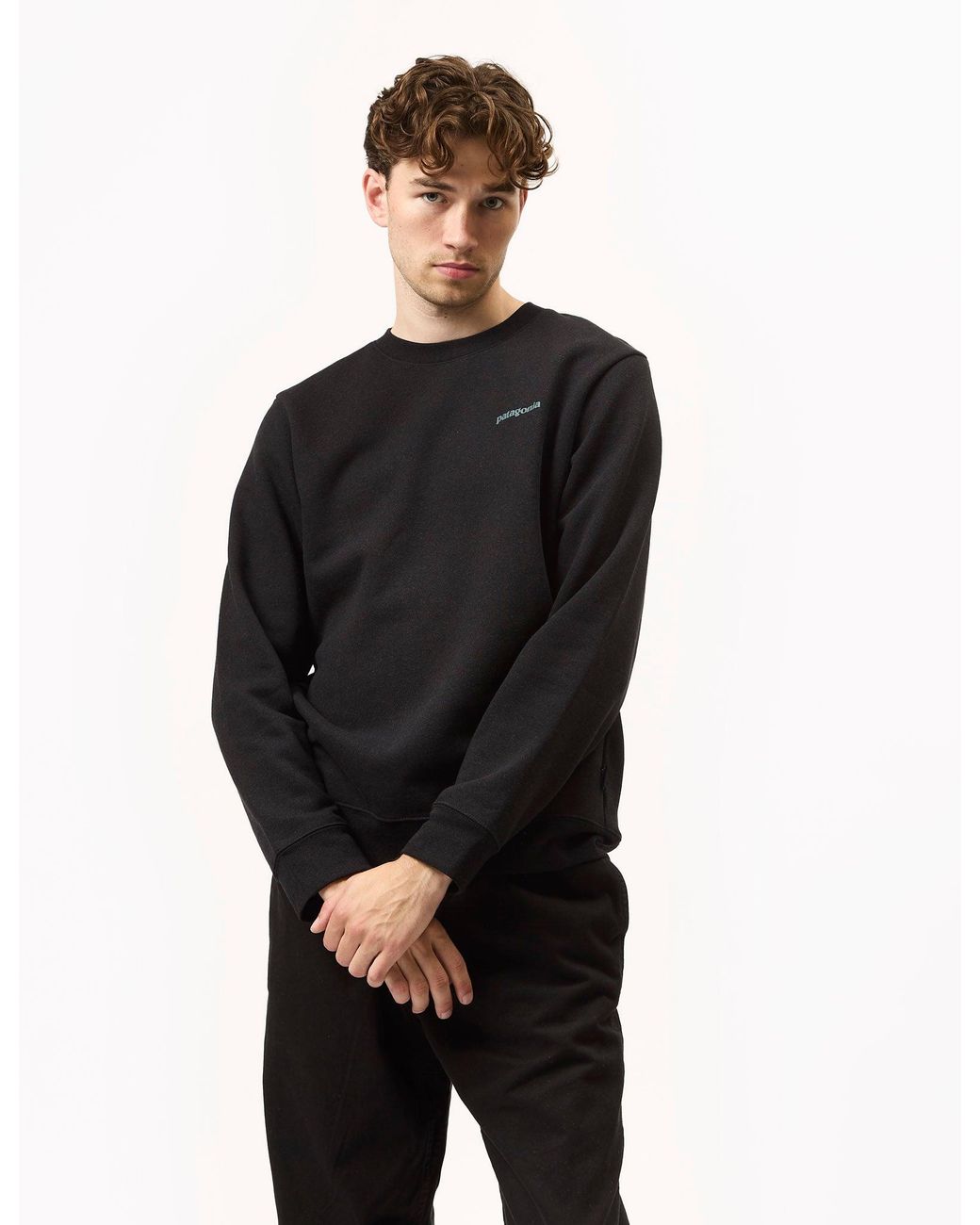 Patagonia Black Fitz Roy Icon Uprisal Crew Sweatshirt for men