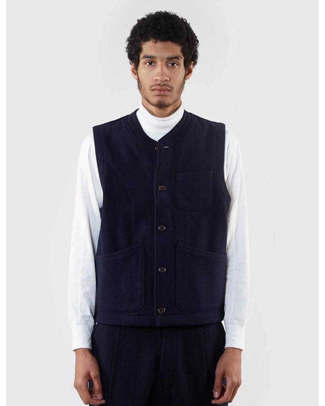 Universal Works Blue Chore Waistcoat for men