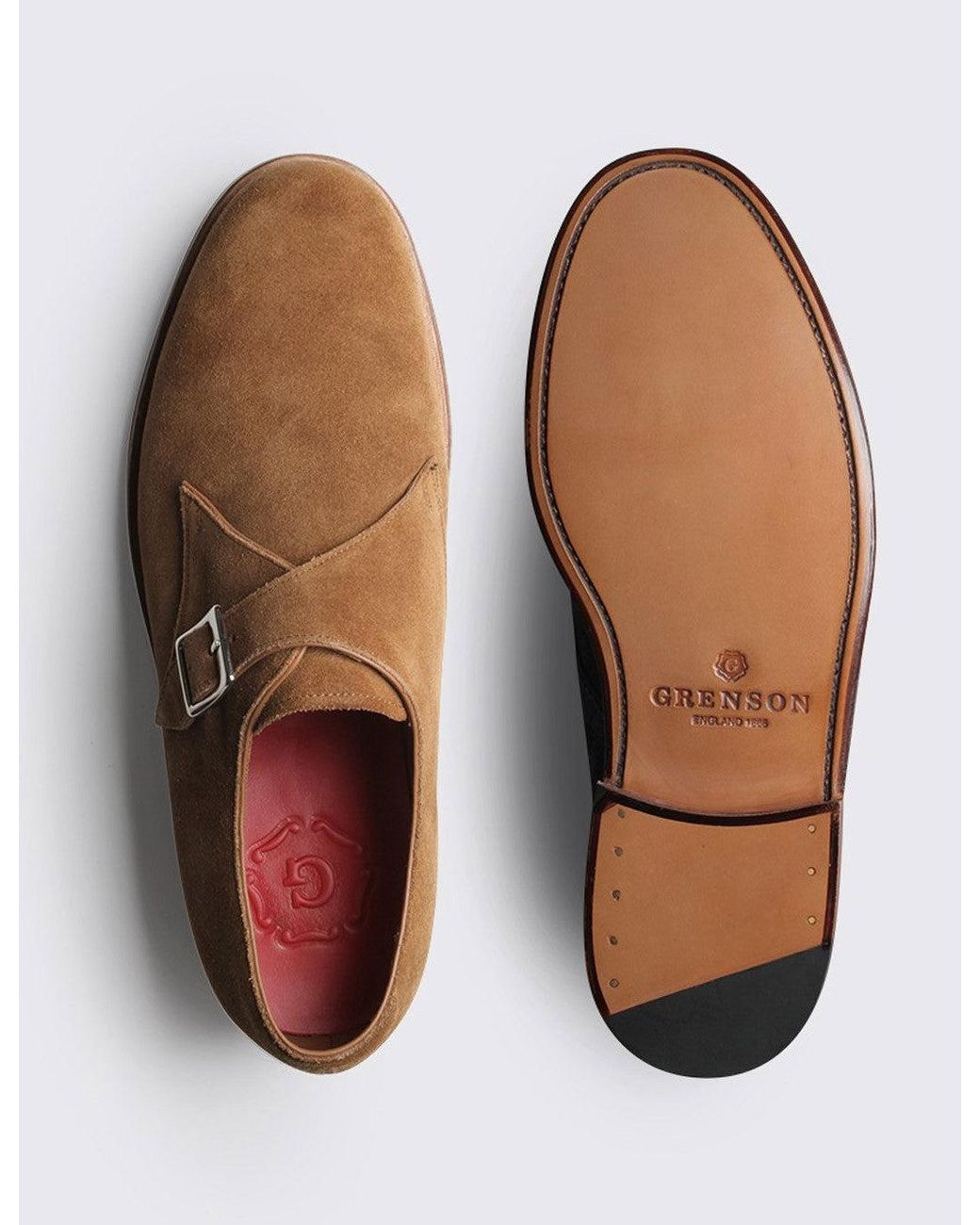 GRENSON Brown Nathan Suede Single Buckle Monk for men