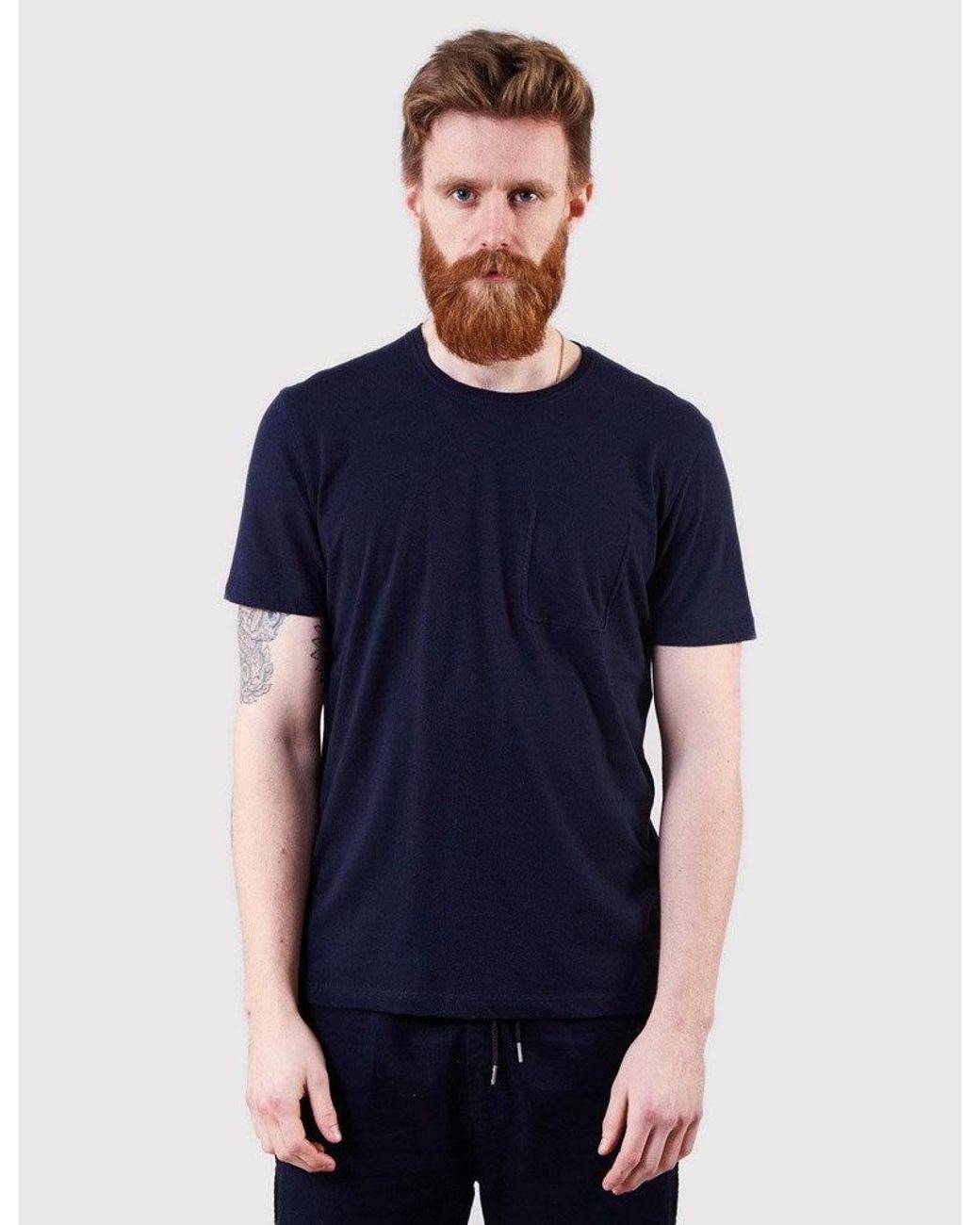 Folk Blue Folk Deboss Pocket T-Shirt for men