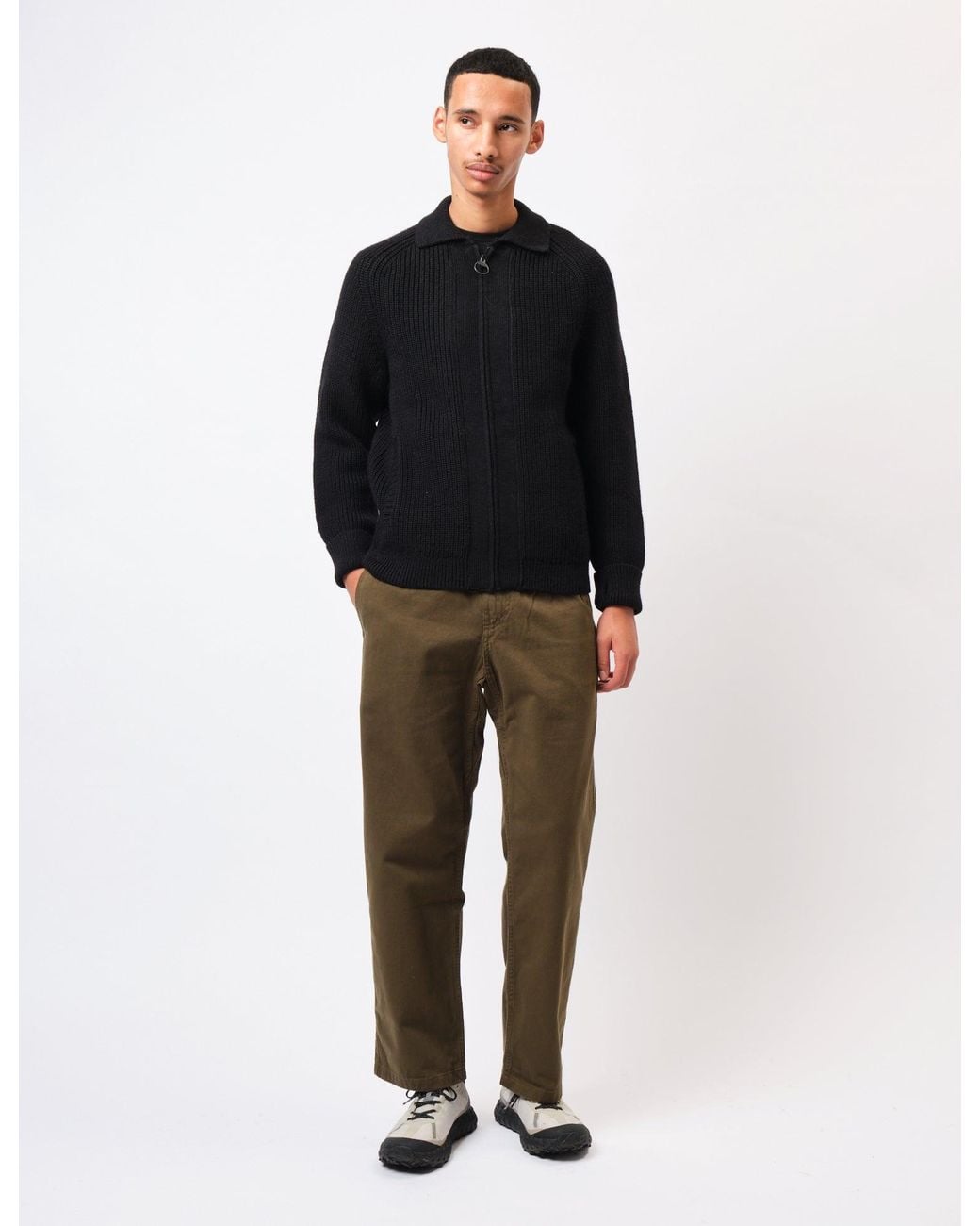 Barbour Black Garthman Knitted Zip Through Sweater for men
