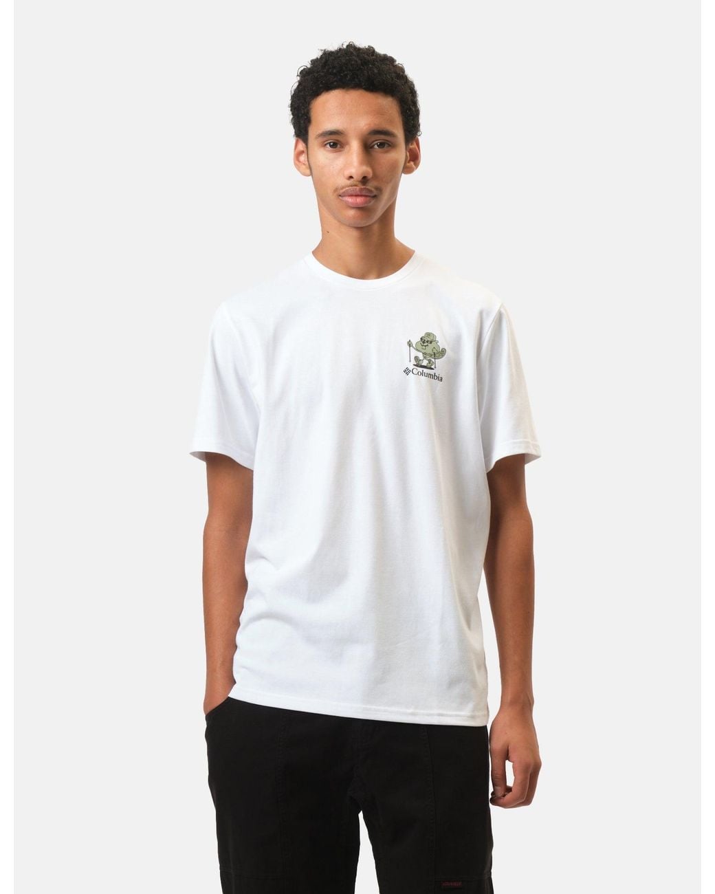 Columbia White Hageman Graphic Hike On Techincal T-Shirt for men
