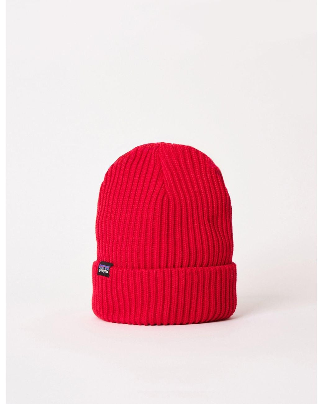 Patagonia Red Fishermans Rolled Beanie Hat for men