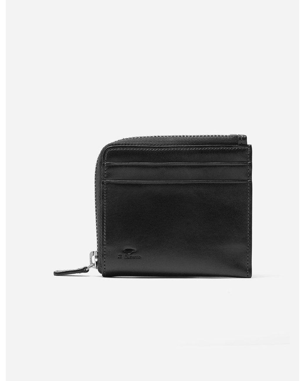 Il Bussetto Black Small Zip Wallet (Leather) for men