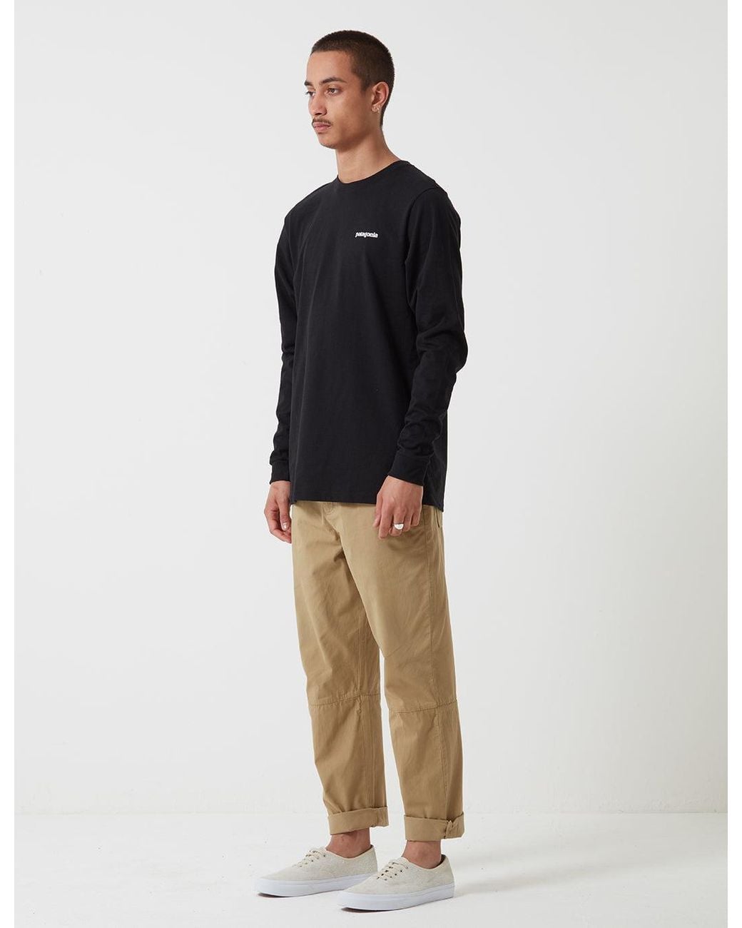 Patagonia Ms L S P 6 Logo Responsibili Tee Black for men