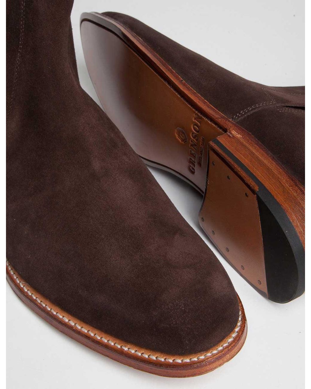 GRENSON Brown Flynn Suede Chelsea Boot for men