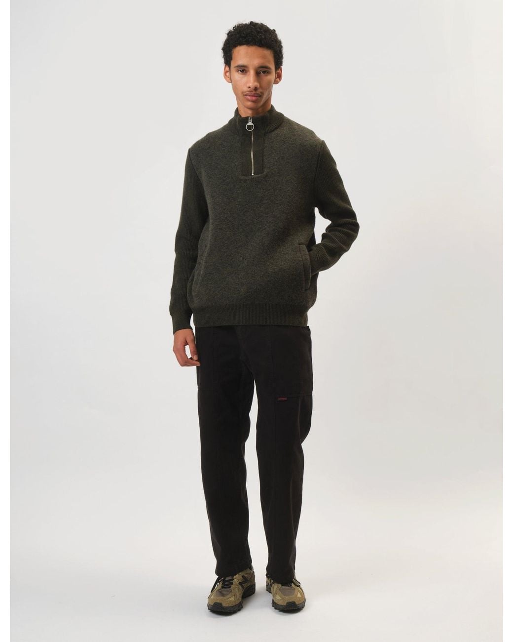 Barbour Black Milburn Half Zip Knitted Jumper for men
