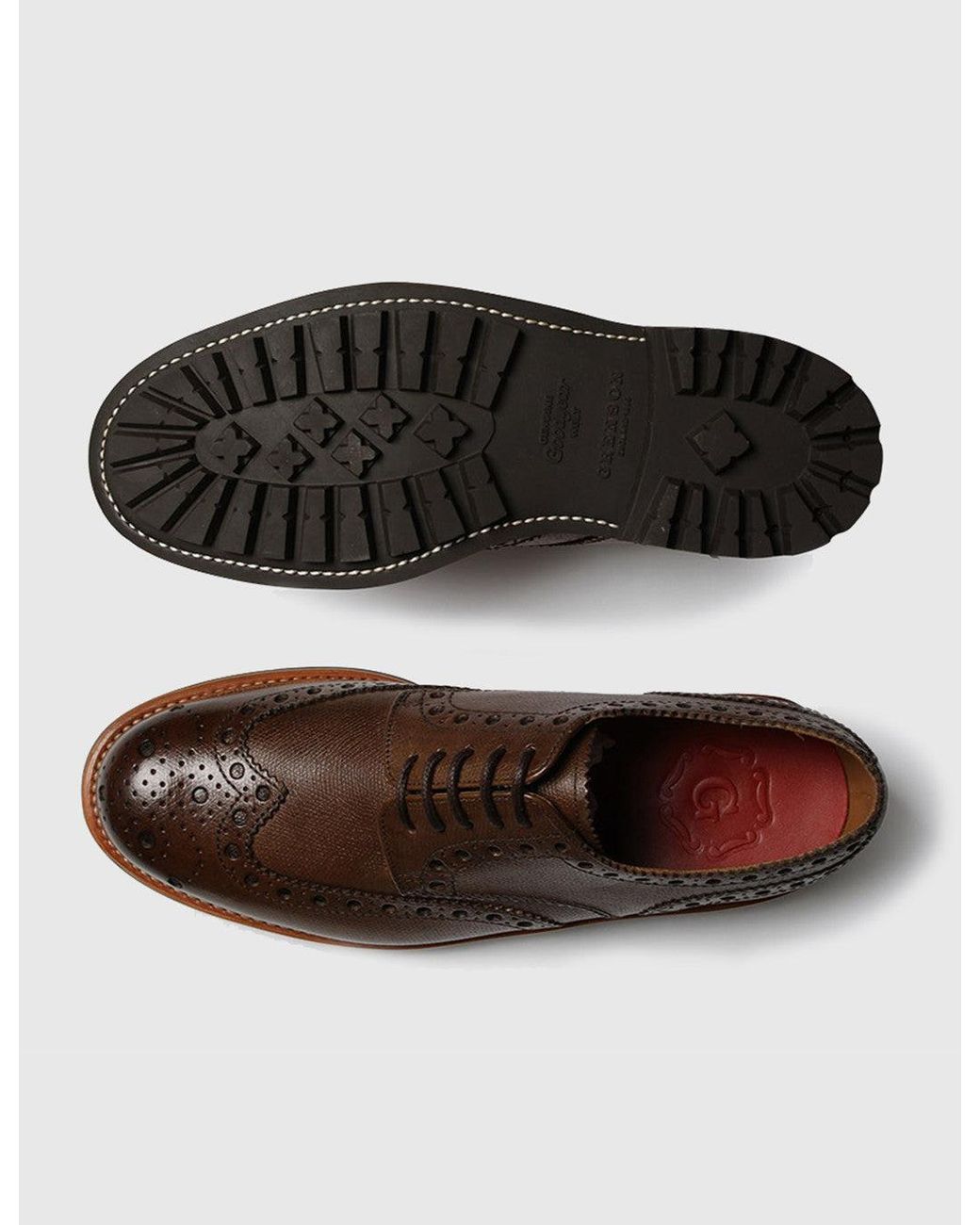 GRENSON Brown Archie Brogue Shoes for men