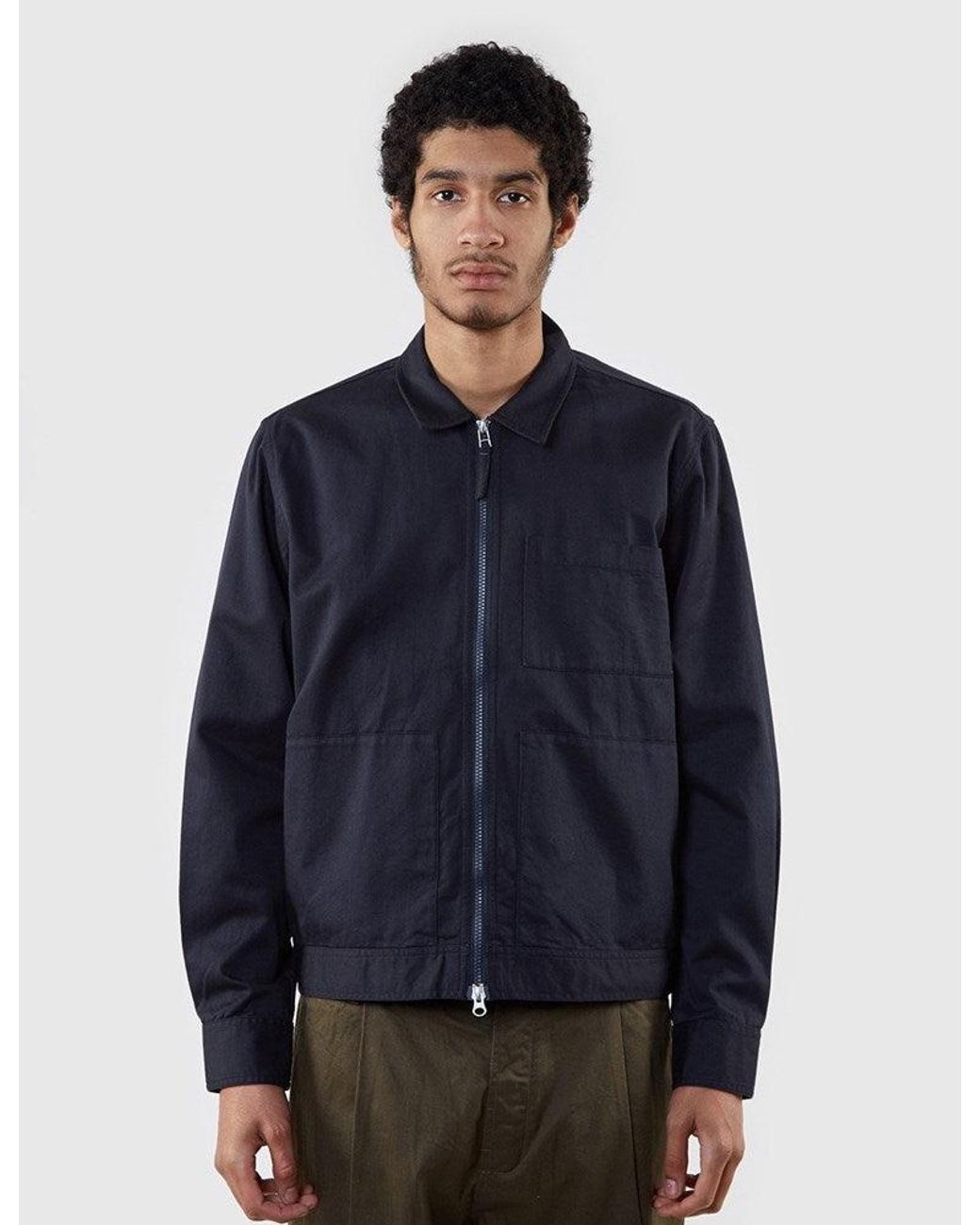 Universal Works Blue Zip Uniform Jacket for men
