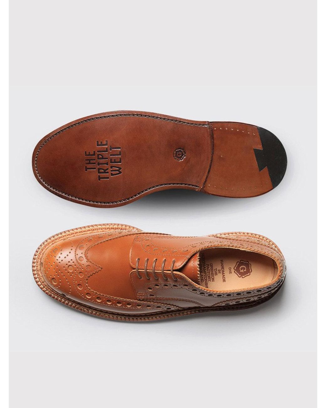 GRENSON Orange Archie Triple Welt Brogues for men