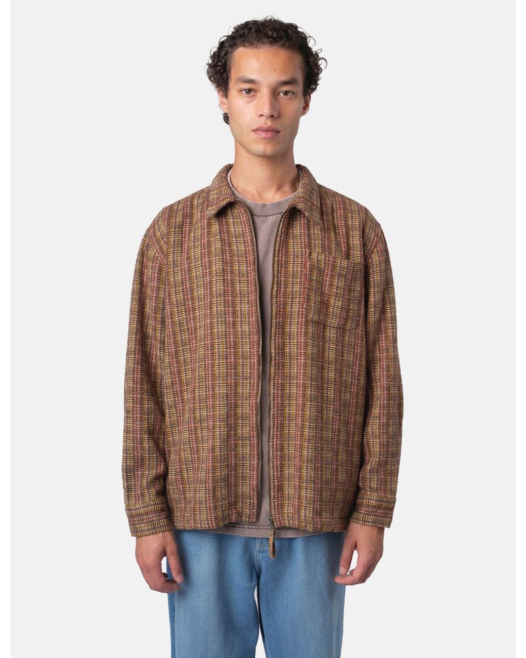 BHODE Brown Zip Shirt (Slubby) for men