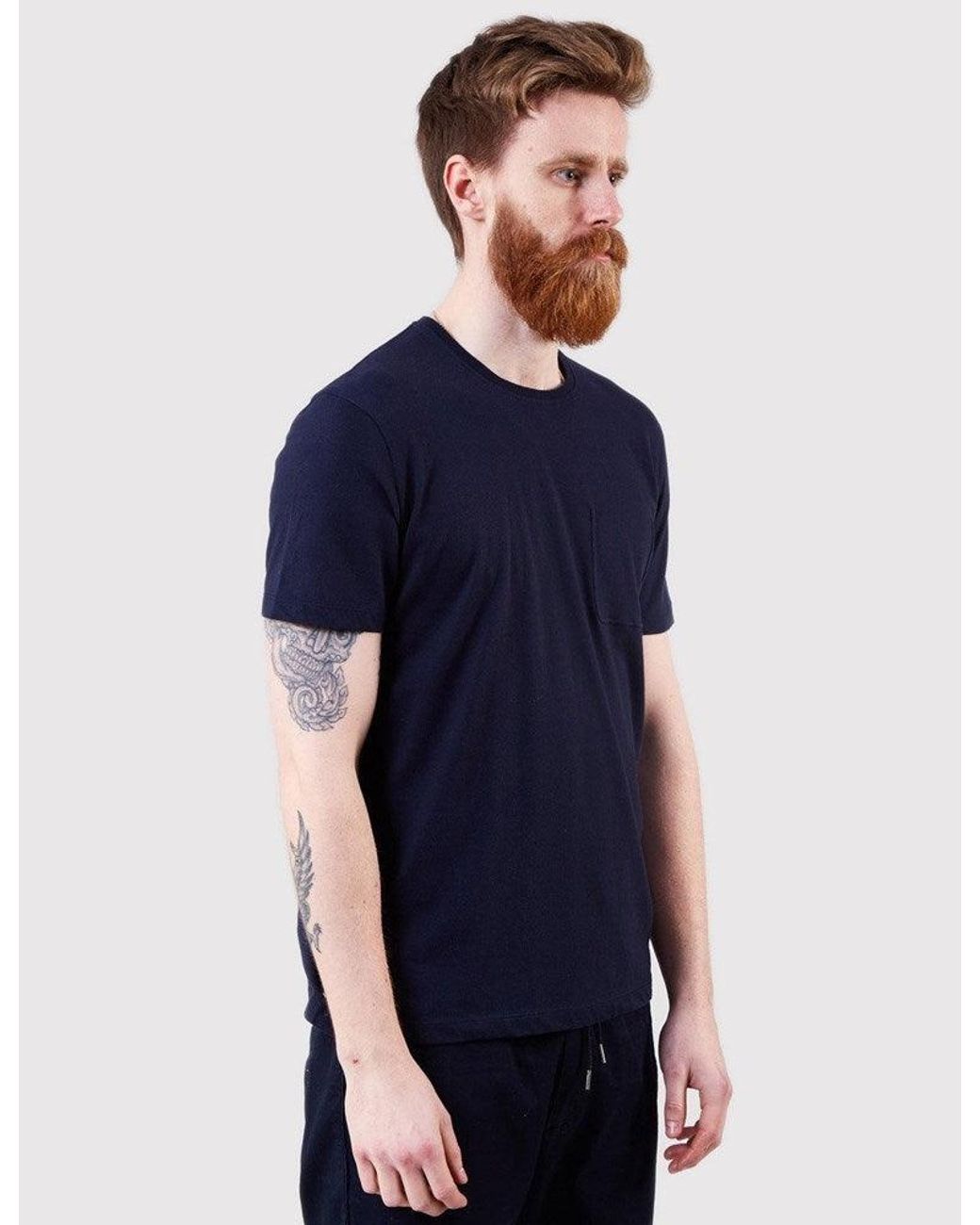 Folk Blue Folk Deboss Pocket T-Shirt for men