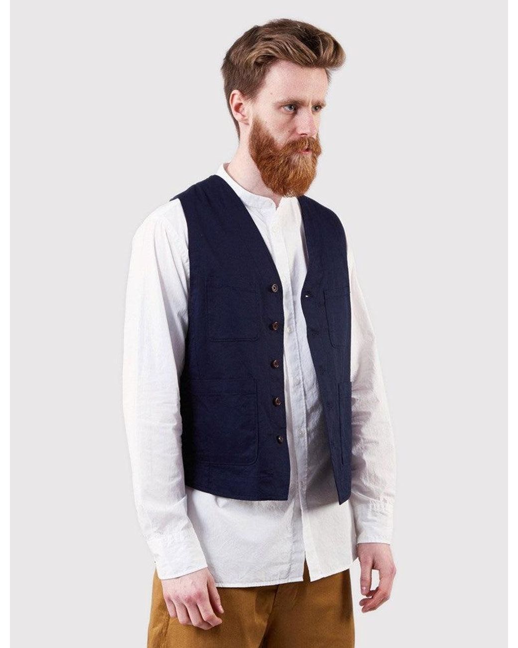 Universal Works Blue Work Waistcoat for men