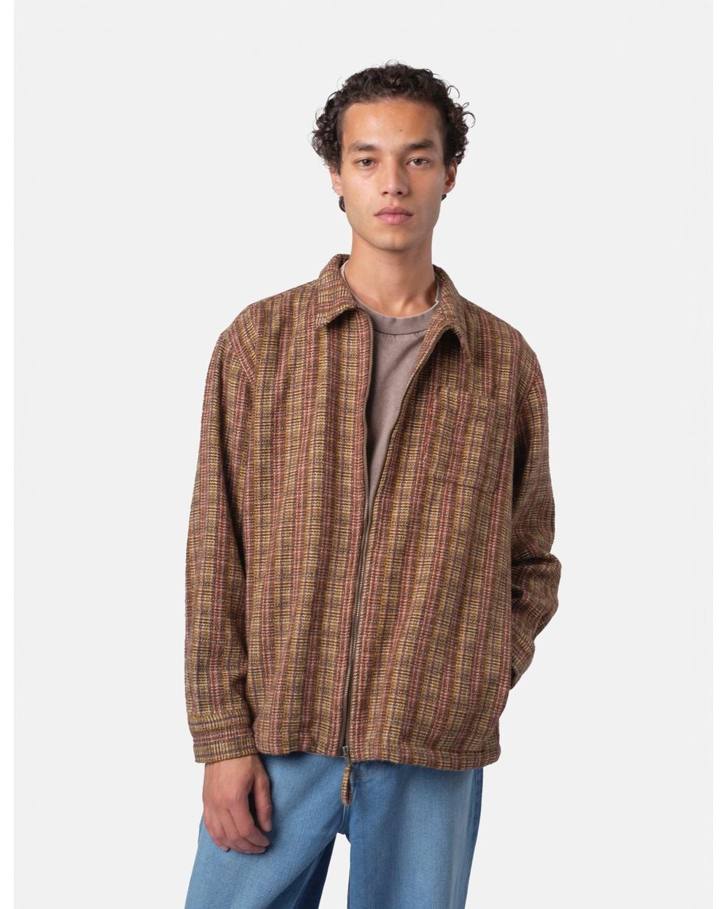 BHODE Brown Zip Shirt (Slubby) for men