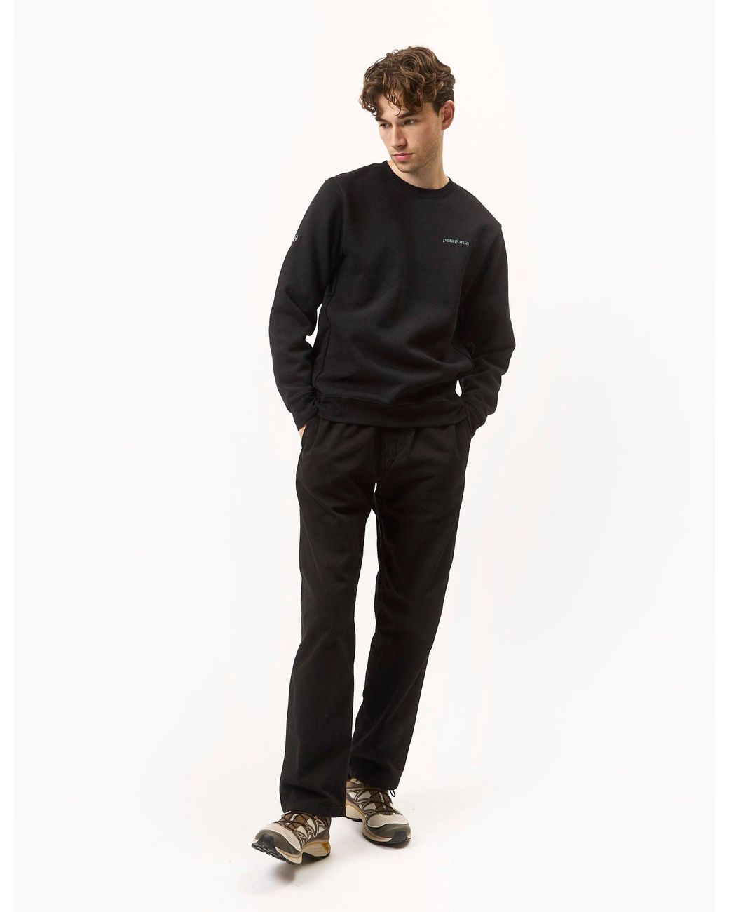 Patagonia Black Fitz Roy Icon Uprisal Crew Sweatshirt for men