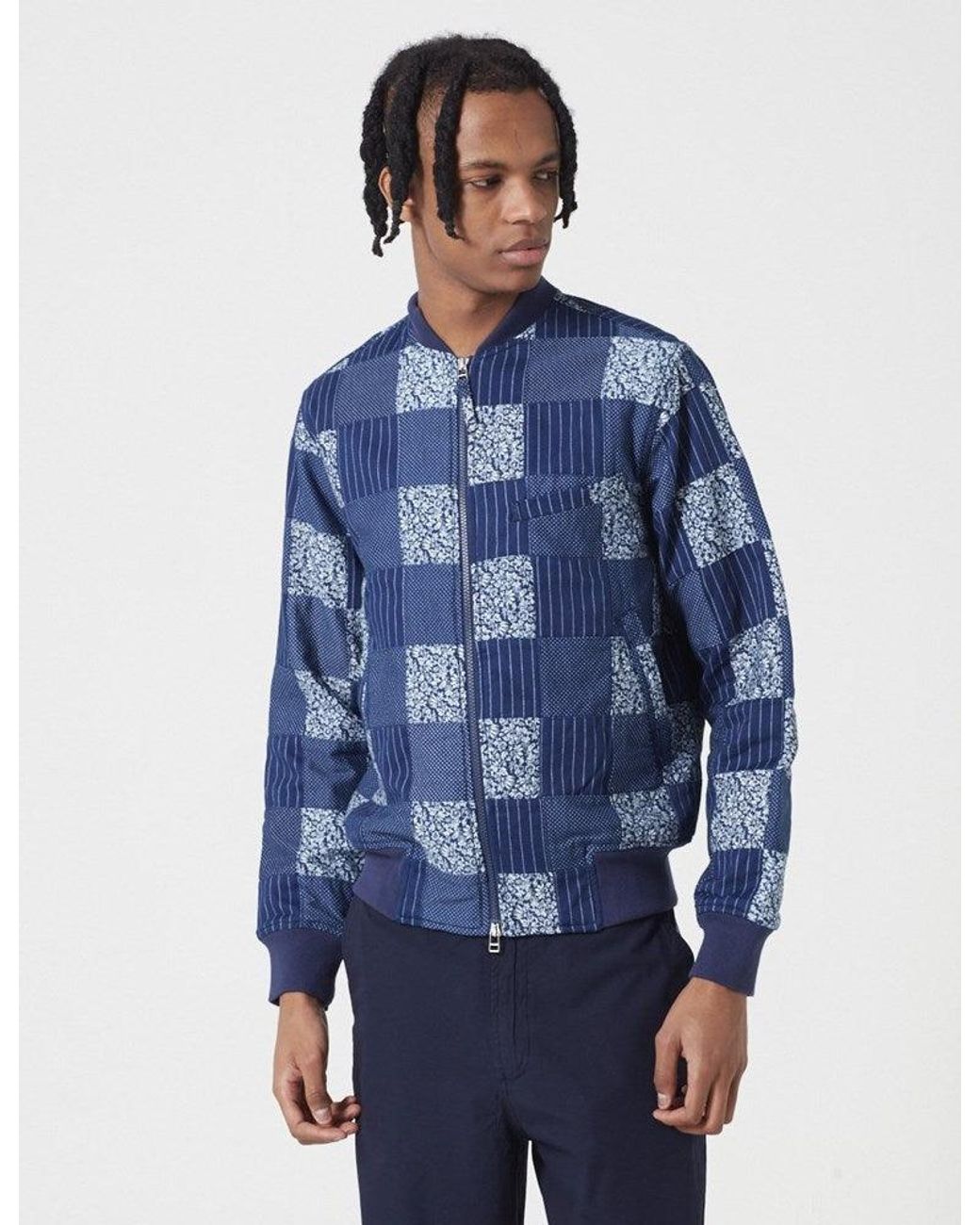 Universal Works Blue Patchwork Bomber Jacket for men