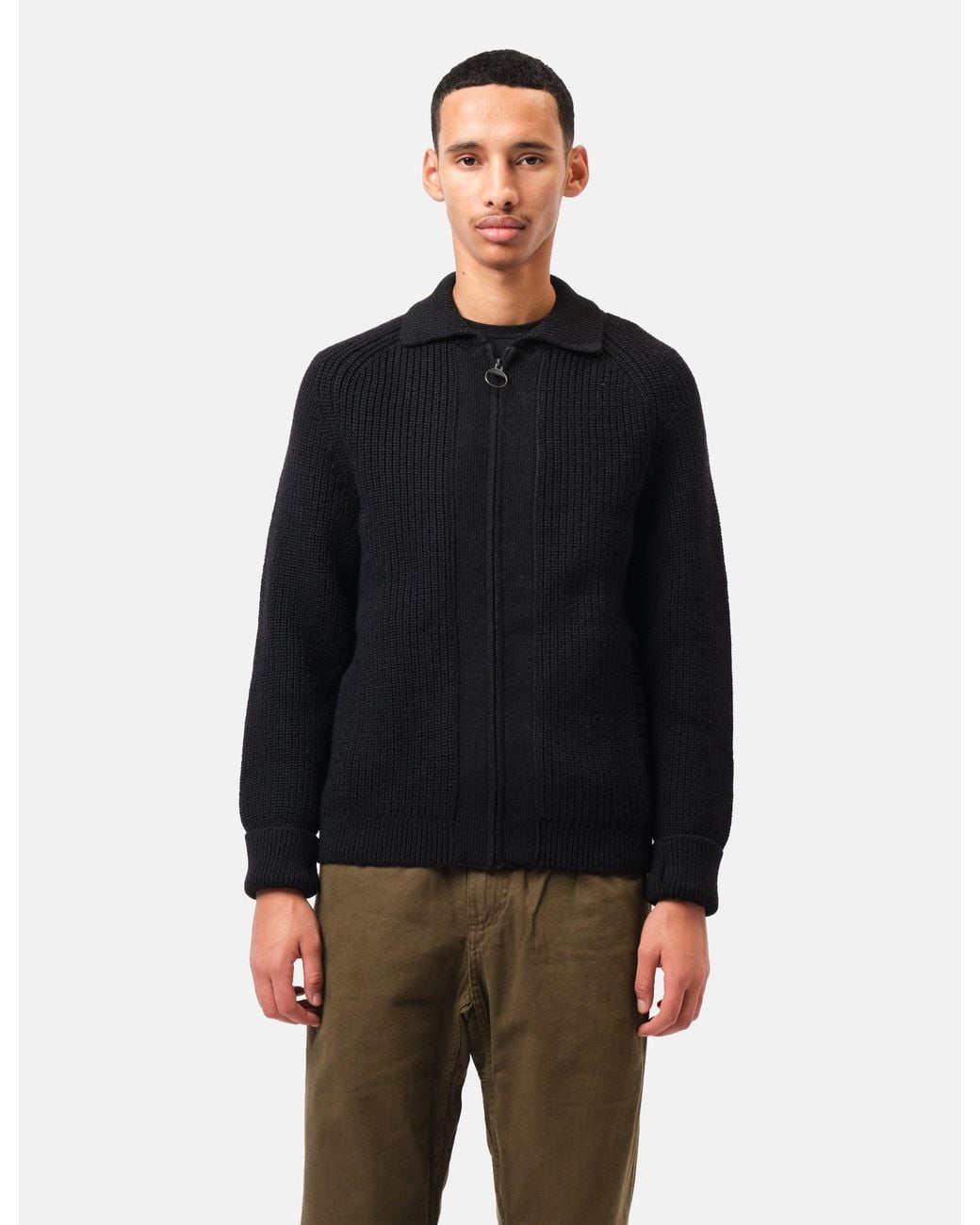 Barbour Black Garthman Knitted Zip Through Sweater for men