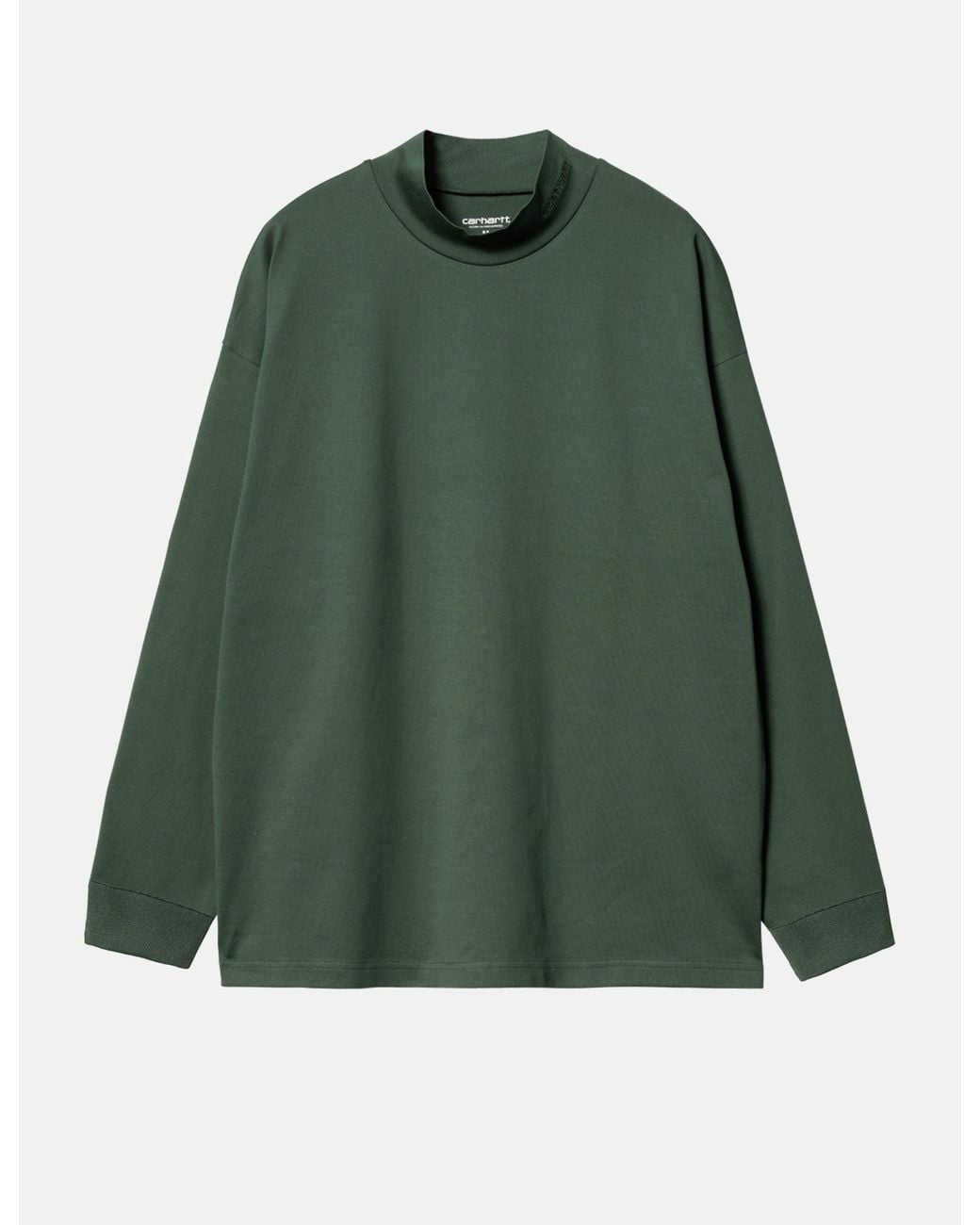 Carhartt Green Script Mockneck T-Shirt (Loose) for men