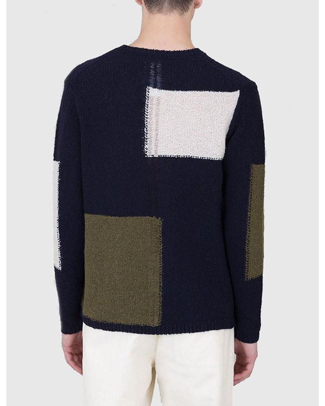 Folk Blue Interference Knit Sweatshirt for men
