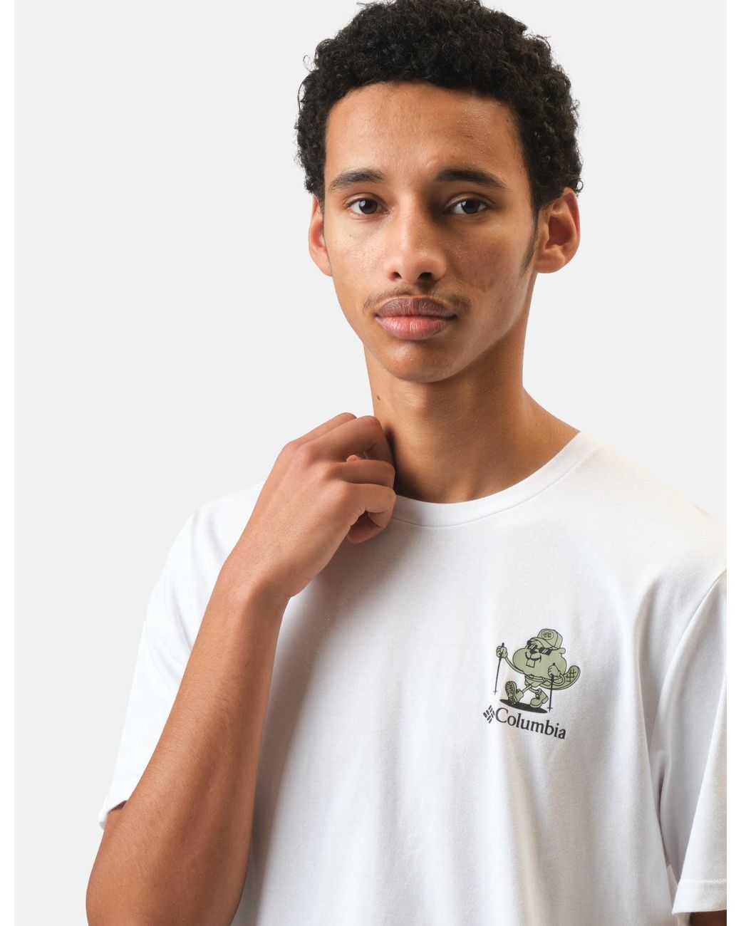 Columbia White Hageman Graphic Hike On Techincal T-Shirt for men